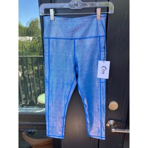 Women's ZYIA Active Blue Mermaid Light n Tight Hi-Rise Capri Leggings Size 4 NWT